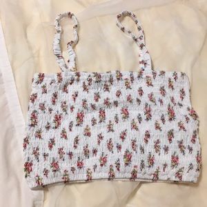 F21 SMOCKED FLORAL TANK